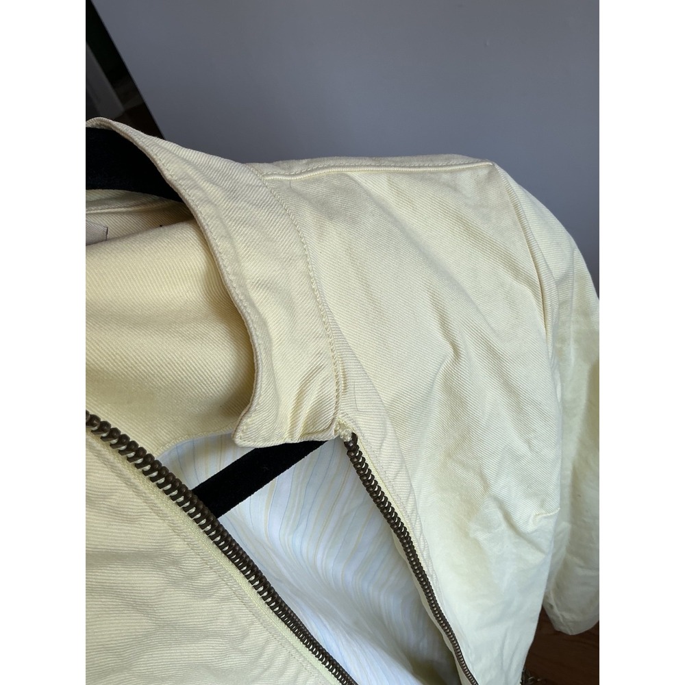 Free People- Denim Yellow Zip-up Stretch Lined Jacket Coat Utility Trench XS - Picture 7 of 7